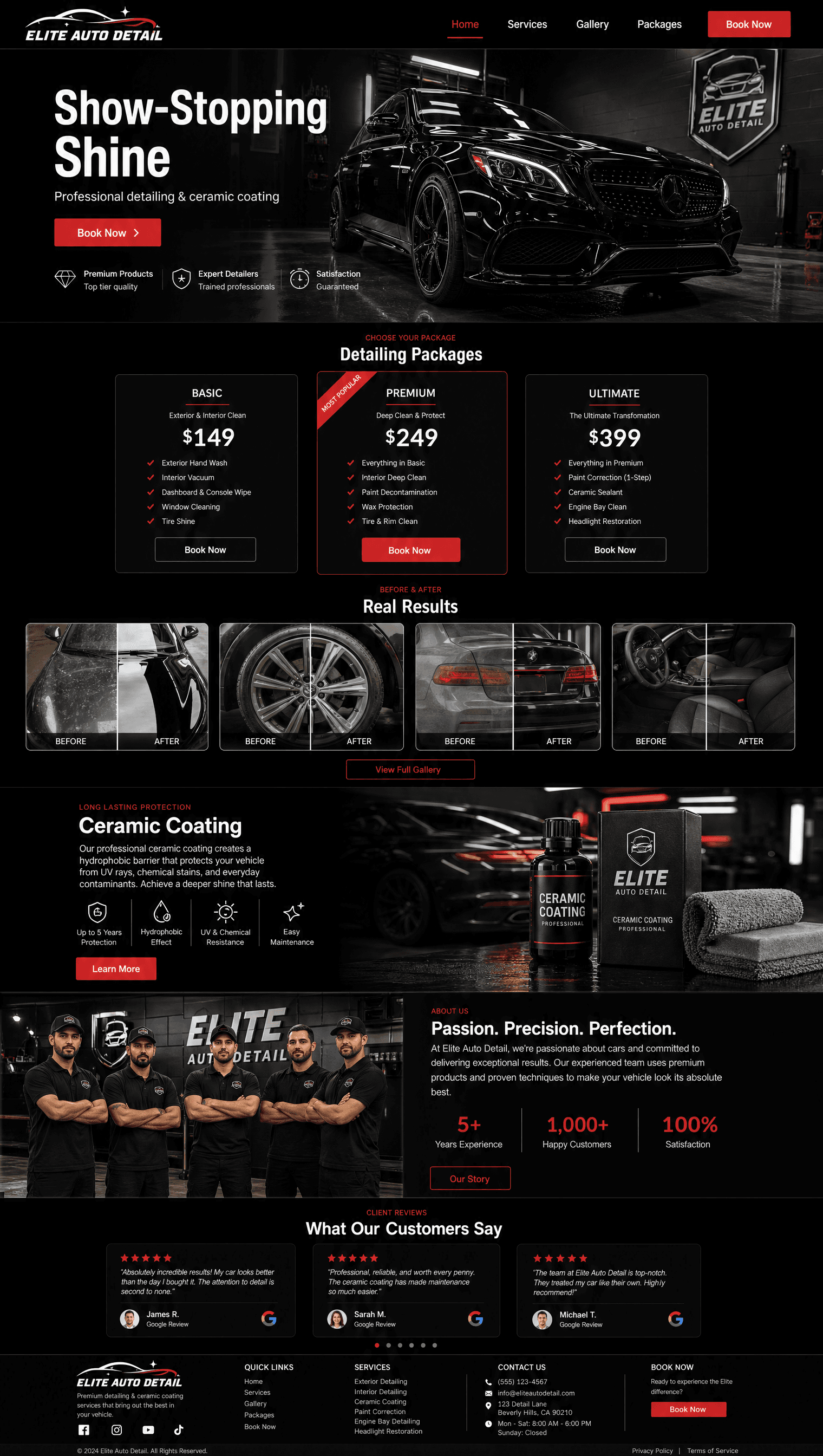 Website design for car detailing
