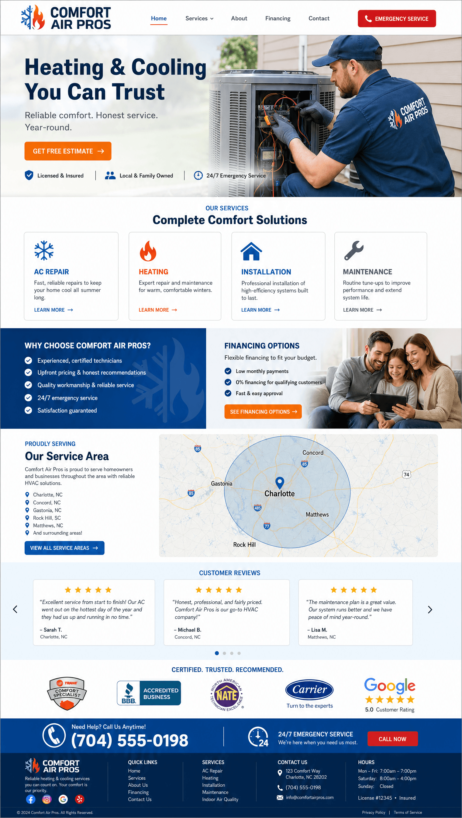 Website design for HVAC service