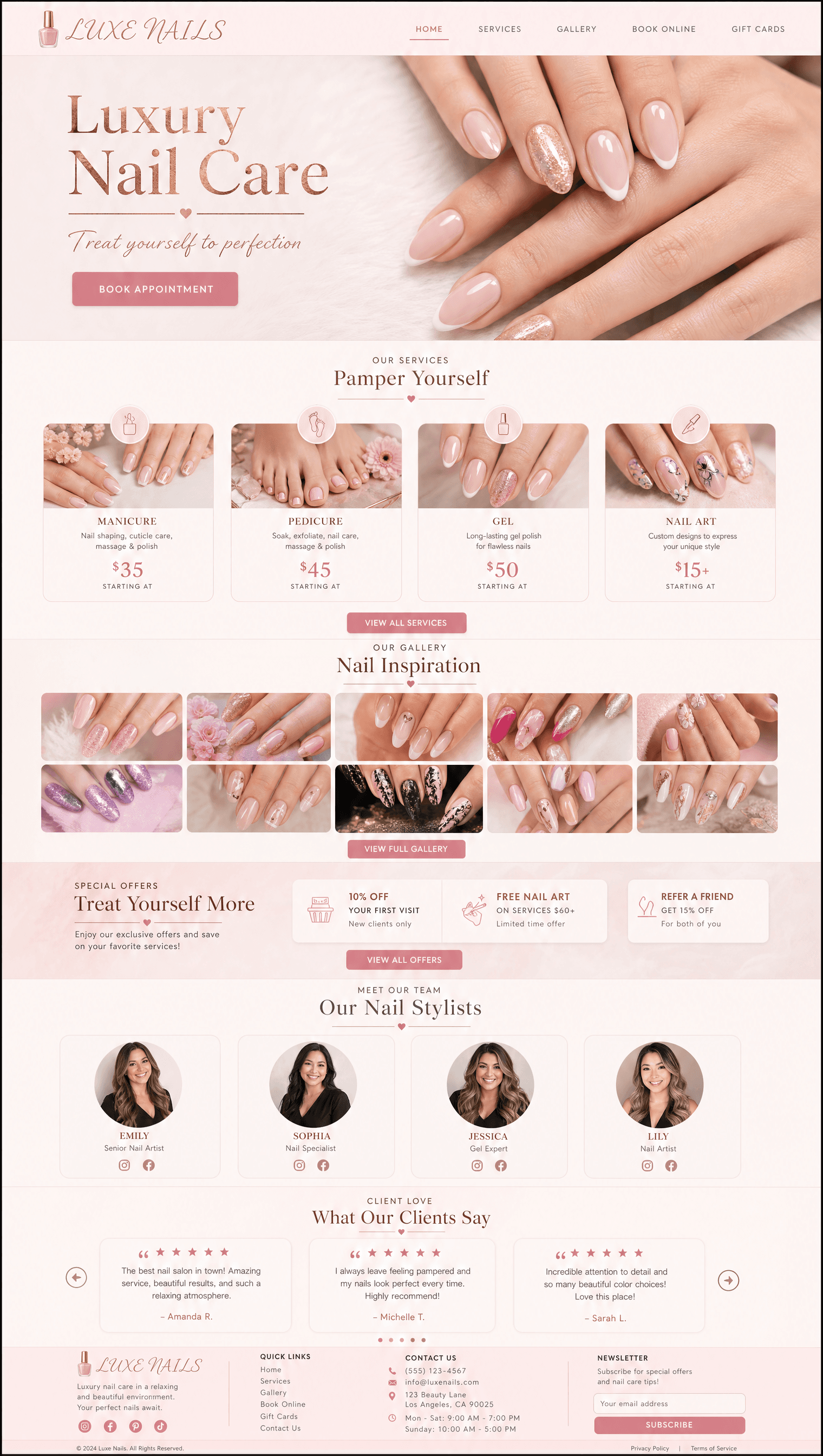 Website design for nail salon