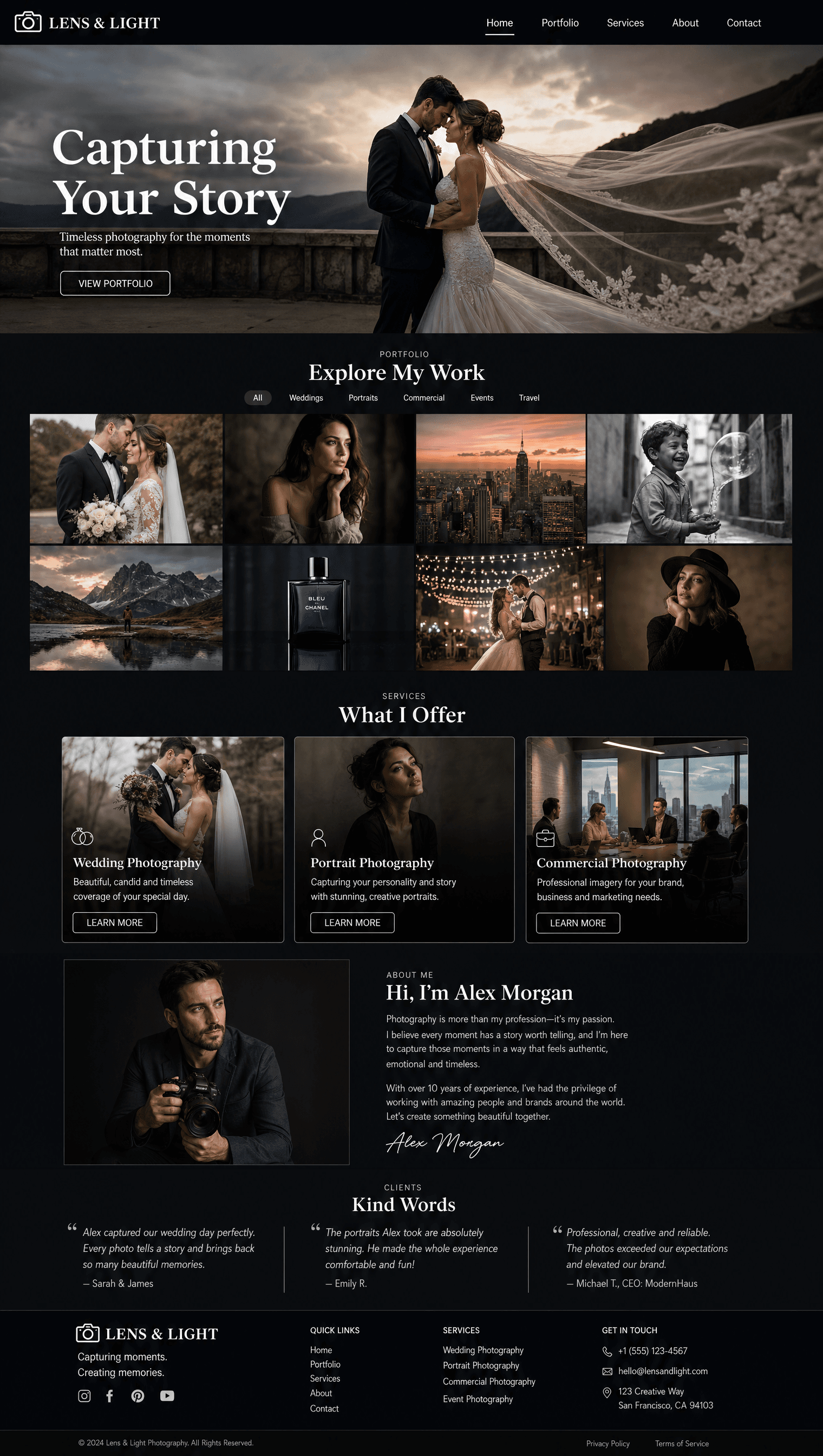 Website design for photography studio