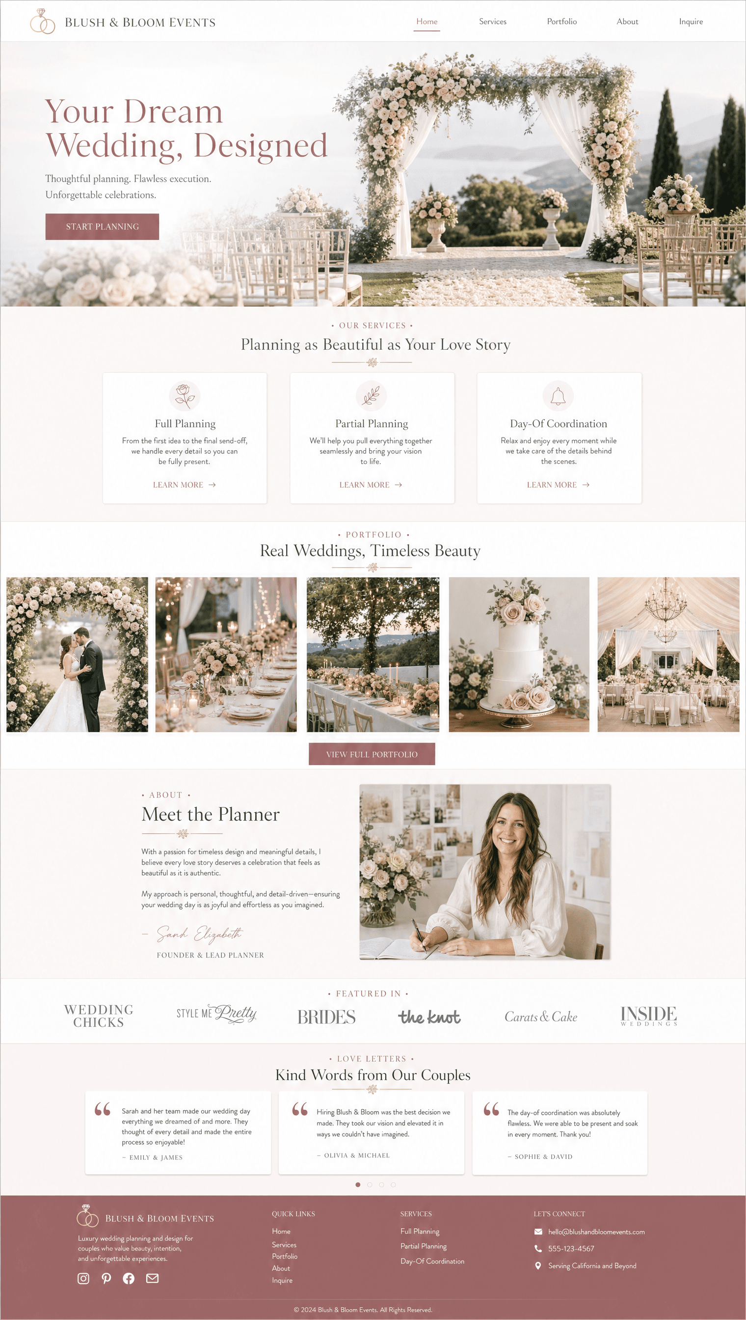Website design for wedding planner